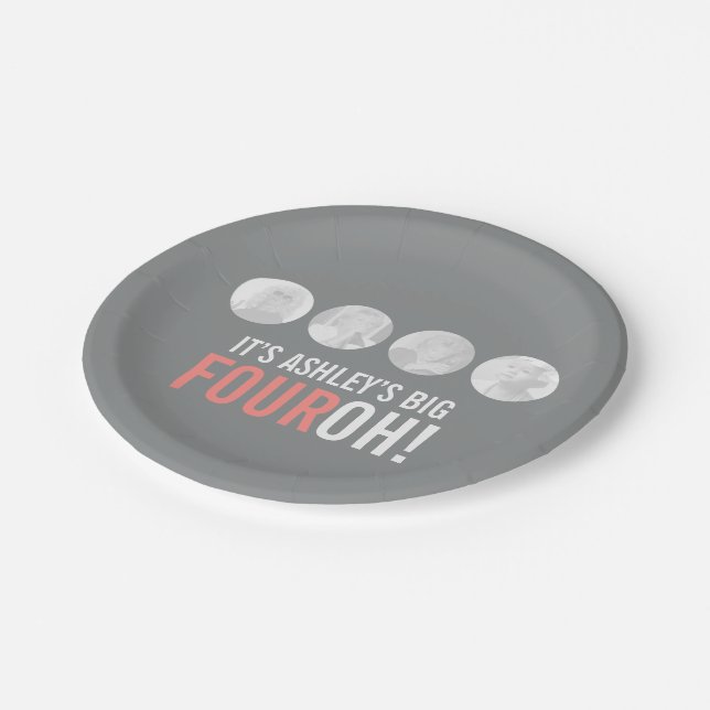 Assiettes En Carton 40e FOUROH gris et rose ! (Angle)