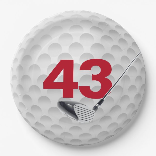 Assiettes En Carton 43e anniversaire Golf Ball Design (Devant)