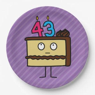 Assiettes En Carton 43e gâteau d'anniversaire aux bougies