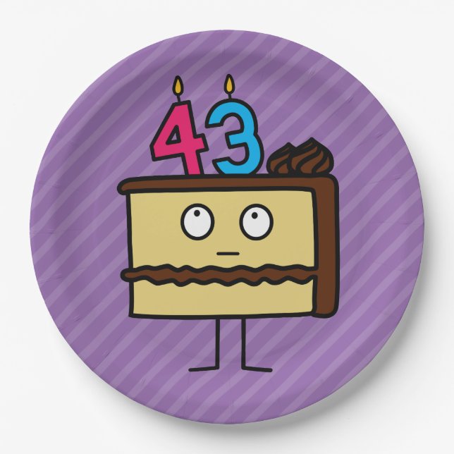 Assiettes En Carton 43e gâteau d'anniversaire aux bougies (Devant)