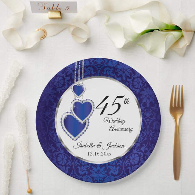 Assiettes En Carton 45e anniversaire de saphir Conception de saké (Mariage)