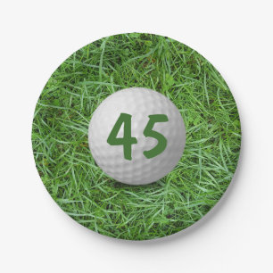 Assiettes En Carton 45e anniversaire Golf Ball on Grass Papier Plaque