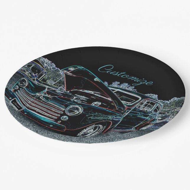 Assiettes En Carton '47 plaques à papier d'automobile classique (Angle)