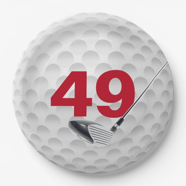 Assiettes En Carton 49e anniversaire Golf Ball Design Plaque en papier (Devant)