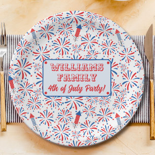 Assiettes En Carton 4 juillet Fête de l'Indépendance Feu d'Artifice Pe