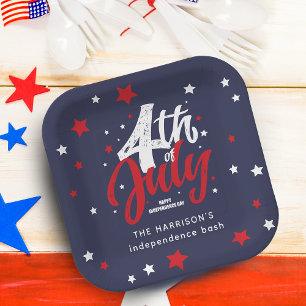 Assiettes En Carton 4 juillet Fête de l'Indépendance Rouge Bleu blanc