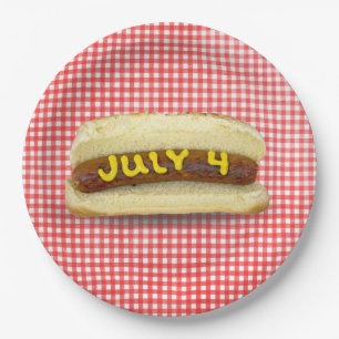 Assiettes En Carton 4 juillet Hot Dog sur En vichy
