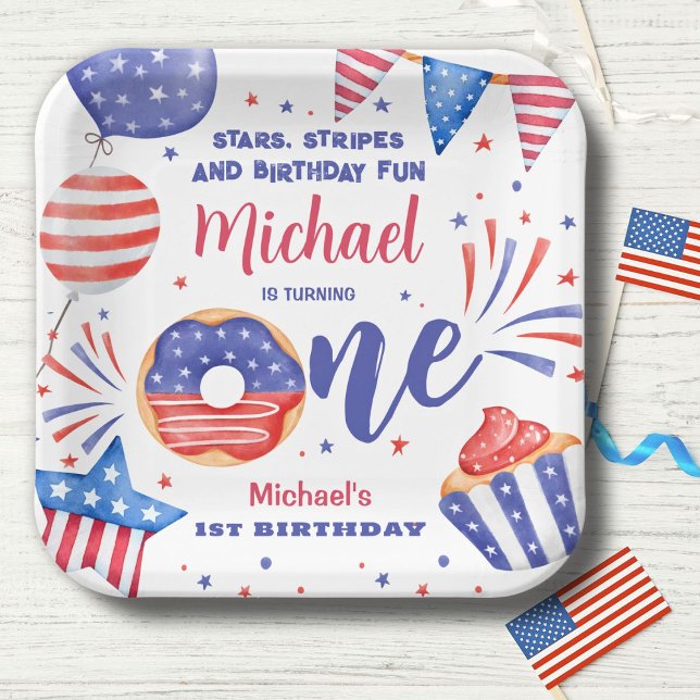 Assiettes En Carton 4 juillet patriotique 1er anniversaire (Créateur téléchargé)