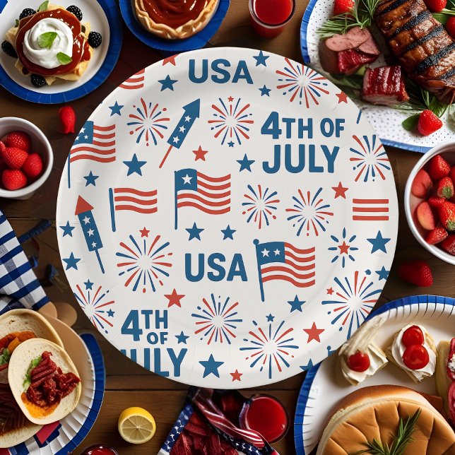 Assiettes En Carton 4 juillet patriotique 🇺 🇸 | Feux d'artifice, Éto (Créateur téléchargé)
