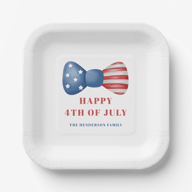 Assiettes En Carton 4 juillet Patriotique Rouge, Blanc Et Bleu (Recto)
