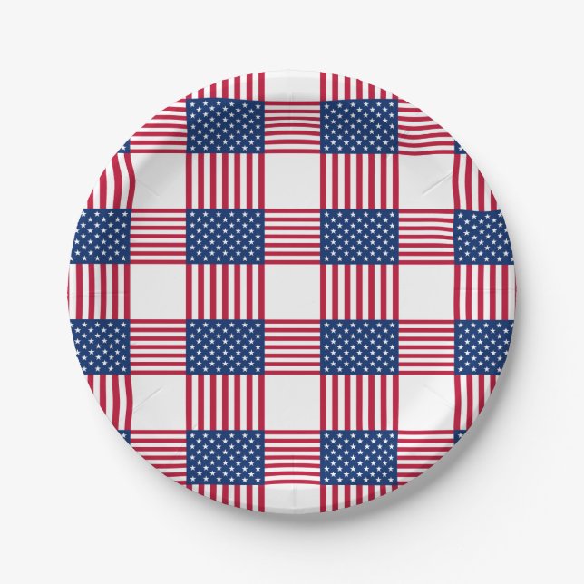 Assiettes En Carton 4 juillet Plaques de papier patriotique (Devant)