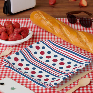 Assiettes En Carton 4 juillet rouge blanc et bleu patriotique