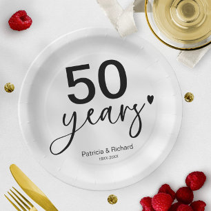 Assiettes En Carton 50 Anniversaire Mariage Noir Et Blanc
