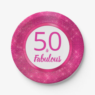 Assiettes En Carton 50 ans et fabuleux Hot Pink Glam 50e anniversaire