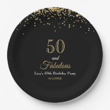 50 ans et fabuleux paillettes dorées et noir Anniv