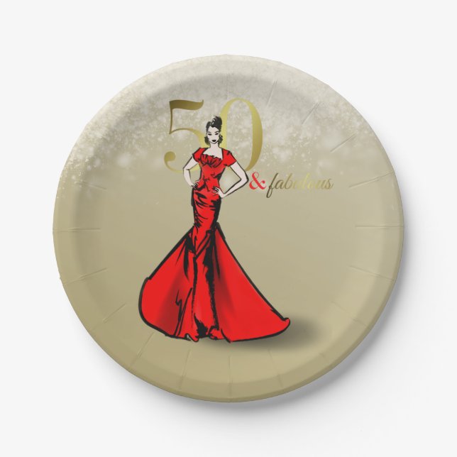 Assiettes En Carton 50 et fabuleuse Parties scintillant d'anniversaire (Devant)