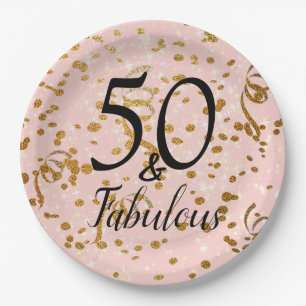 Assiettes En Carton 50 et fabuleux anniversaire Pink Gold Confetti fêt