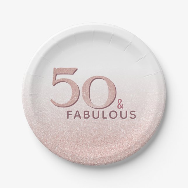 Assiettes En Carton 50 et fabuleux Anniversaire Rose Parties scintilla (Devant)