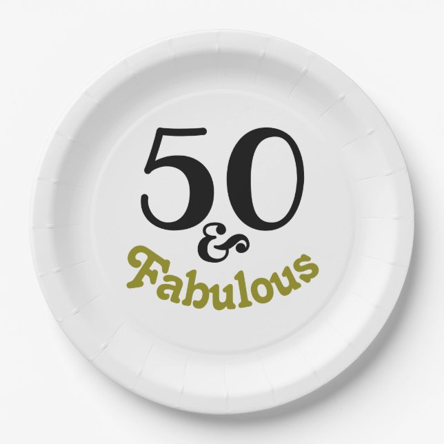 Assiettes En Carton 50 et Fabuleux fête d'anniversaire (Devant)