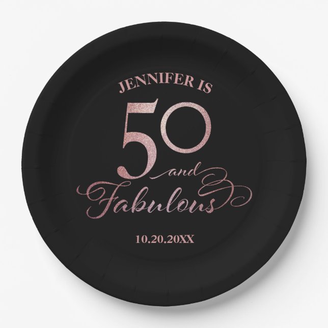 Assiettes En Carton 50 et Fabuleux fête d'anniversaire (Devant)