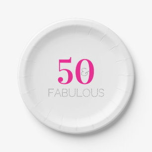 Assiettes En Carton 50 et fabuleux Hot Pink moderne 50e anniversaire