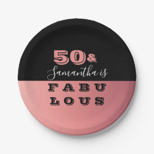 Assiettes En Carton 50 et fabuleux Rose Gold 50e fête d'anniversaire