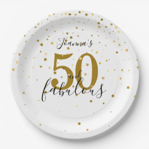 Assiettes En Carton 50 et fabuleux Script Gold et Black Birthday