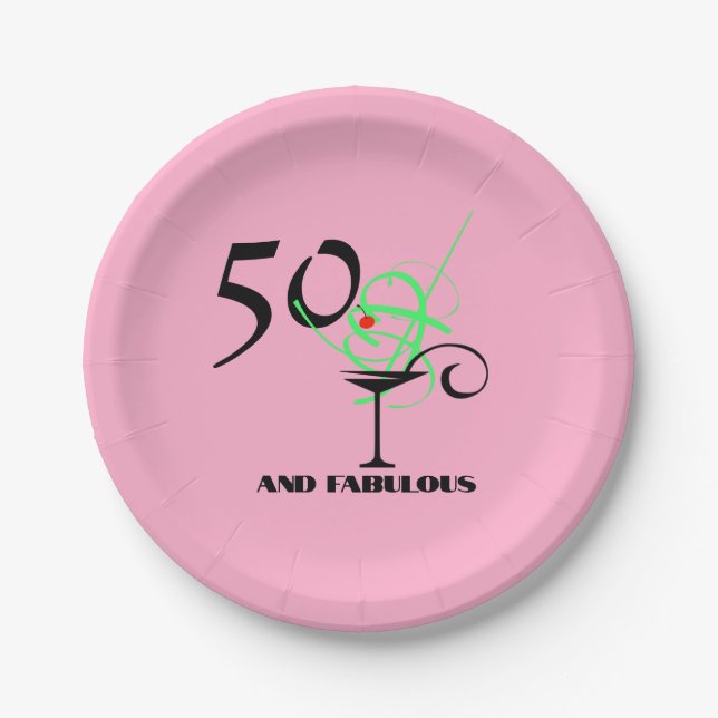 Assiettes En Carton 50 et Fabulous anniversaire cosmo martini fête (Devant)
