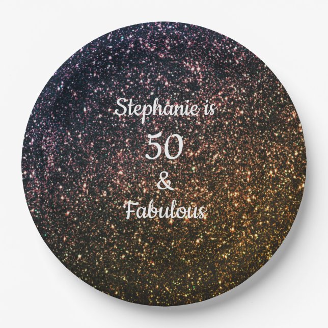 Assiettes En Carton 50 Et Fabulous Birthday Gold Parties scintillant O (Devant)