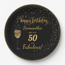 50 et Fabulous Black and Gold Birthday