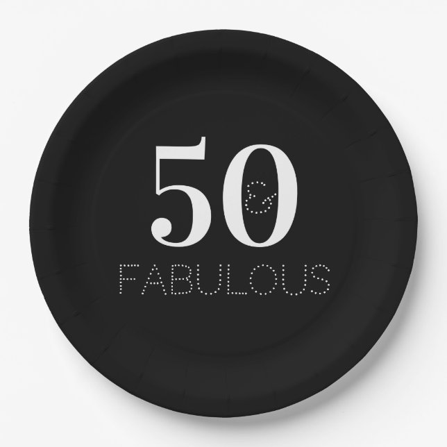 Assiettes En Carton 50 et Fabulous Black and White Anniversday Party (Devant)