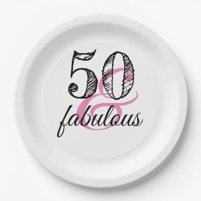 Assiettes En Carton 50 & Fabuleuse fête d'anniversaire (Devant)