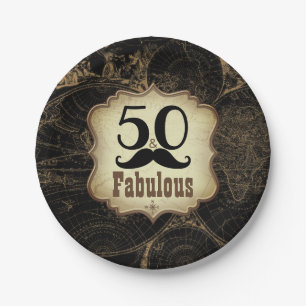 Assiettes En Carton 50 Fabuleux Moustache Carte Vintage Anniversaire