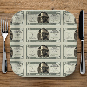 Assiettes En Carton 50e anniversaire de la facture de 50 dollars