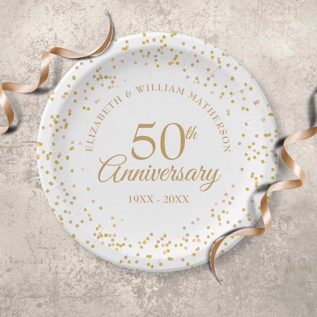 Assiettes En Carton 50e anniversaire de Mariage Gold Dust Confetti (Créateur téléchargé)