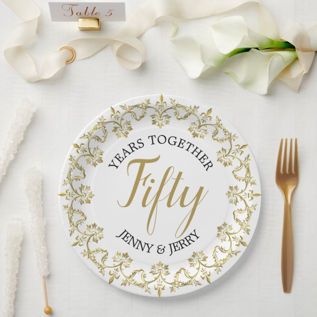 Assiettes En Carton 50e anniversaire du Mariage (Mariage)
