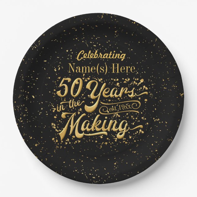 Assiettes En Carton 50e anniversaire du Mariage - 50 ans à venir (Devant)