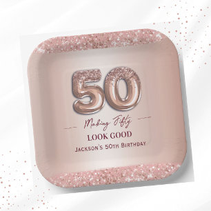 Assiettes En Carton 50e anniversaire Faire que 50 ans soit beau Rose G