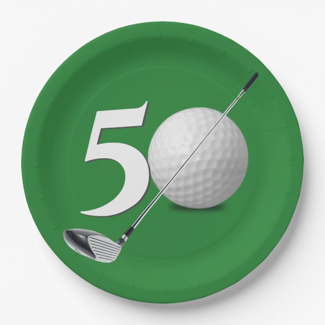 Assiettes En Carton 50e Anniversaire Golf Ball And Club (Devant)