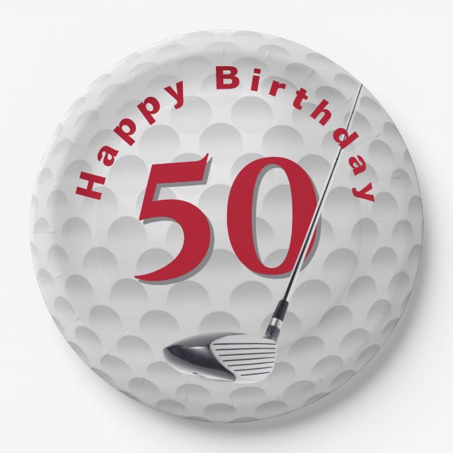 Assiettes En Carton 50e anniversaire Golf Ball Design Plaque en papier (Devant)