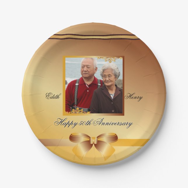 Assiettes En Carton 50e anniversaire Mariage d'or Extraordinaire (Devant)