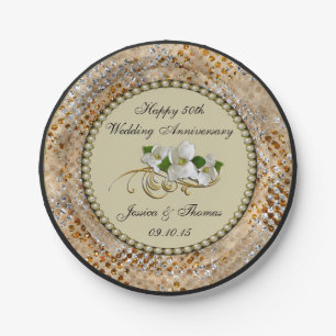 Assiettes En Carton 50e Anniversaire Mariage d'or Plaque en papier