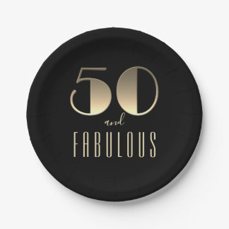 Assiettes En Carton 50e anniversaire noir et or
