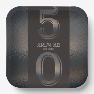 Assiettes En Carton 50e anniversaire Plaque en papier style bronze
