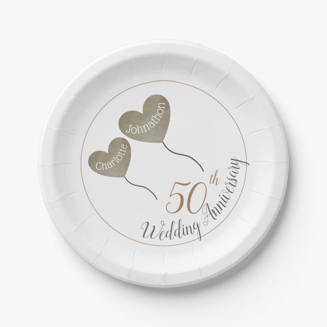 Assiettes En Carton 50e ballon d'or pour l'anniversaire du Mariage (Devant)