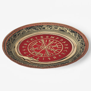 Assiettes En Carton [510] Vegvisir - Viking Gold Magic Runic Compass