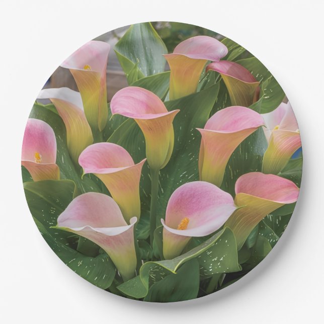 Assiettes En Carton 55e anniversaire du Mariage Pink Calla Lily (Devant)