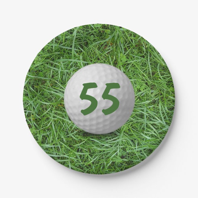 Assiettes En Carton 55e anniversaire Golf Ball on Grass Papier Plaque (Devant)