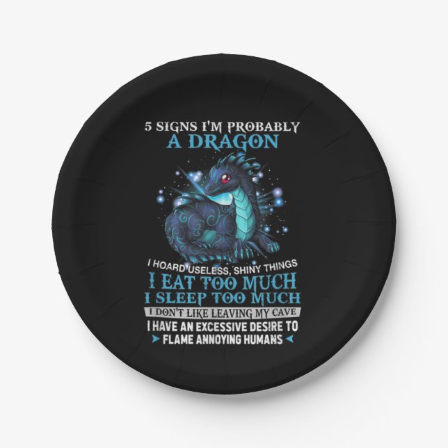 Assiettes En Carton 5 Signes Je suis probablement un dragon (Devant)