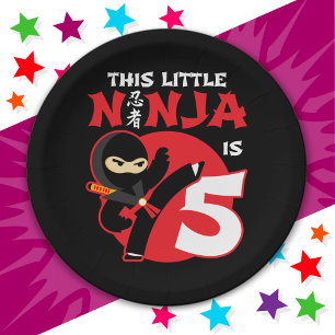 Assiettes En Carton 5e anniversaire 5 ans Enfants Party Little Ninja 5